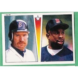 TWO (2) 1990 Panini Stickers #199, Wade Boggs - Kirby Puckett. Both for One Money. Baseball