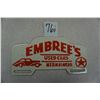 Image 1 : 10"x5" Embree's Used Cars license plate topper