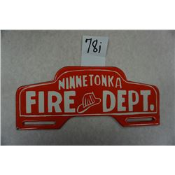 10" x 4.25" Minnetonka Fire Dept. License Plate Topper