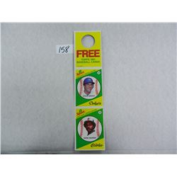 Scarce 1981 Topps Squirt Soda Bottle Hanger with Steve Garvey and Eddie Muray, UN-CUT