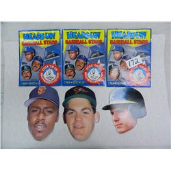 Three (3) 1990 Topps Heads Up! All One Money! Suction Cup Stick Em on Walls, Mirrors, Lockers,