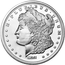 One Ounce .999 Fine Silver Morgan Head Bullion Round