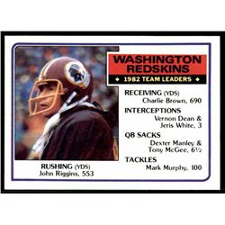1983 Topps John Riggins #186 Football Card, Washington Redskins Team Leaders