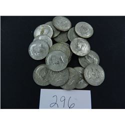 Roll of 20 (Twenty) 40% Silver Kennedy 1/2 Dollars,  Possible Date Range 1965-1969, All One Money