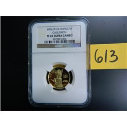 Gold $5 U.S. Commemorative, Actual Gold Weight .242 oz: 1996 W Olympics Cauldr, NGC PR69 Ultra Cameo