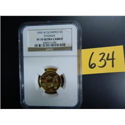 Gold $5 U.S. Commemorative, Actual Gold Weight .242 oz: 1995 W OLYMPICS, stadiu NGC PF70 Ultra Cameo