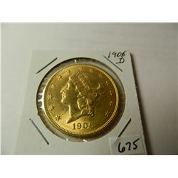 Pre-'33 Gold: 1906-D Liberty Head $20 Double Eagle, AGW=.9675 ounce, Austin, Texas Estate Hoard