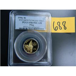 Gold $5 U.S. Commemorative, Actual Gold Weight .242 oz: 1987-W Constitution, PCGS graded PR69DCAM