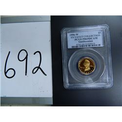 Gold $5 U.S. Commemorative, Actual Gold Weight .242 oz: 1996-W Smithsonian, PCGS graded PR69DCAM
