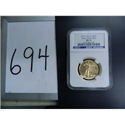 Gold 2010 $25 U.S. Eagle, Early Releases, NGC graded MS70, 1/2 Ounce Fine Gold