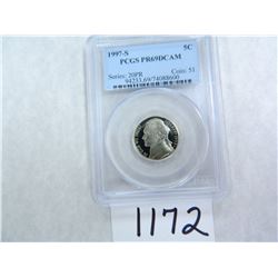 1997-S Five Cents PCGS Graded PR69 DC