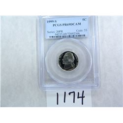 1999-S Five Cents PCGS Graded PR69 DC