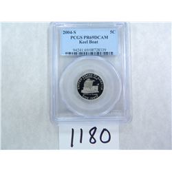 FIVE (5) 2004-S Keel Boat Nickel, PCGS Graded PR69 DC   U.S Five Cents