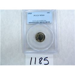 1968 Roosevelt Dime, PCGS Graded MS66, U.S. Ten Cents