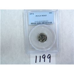 1974 Roosevelt Dime PCGS Graded MS65