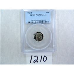 1982-S Roosevelt Dime PCGS Graded PR69 DC