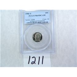 TWO (2) 1986-S Roosevelt Dime PCGS Graded PR69 DC