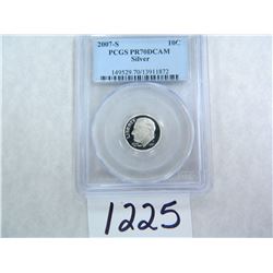 2007-S SILVER Roosevelt Dime PCGS Graded PR70 DC
