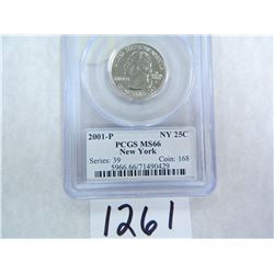 2001-P New York Quarter PCGS Graded MS66