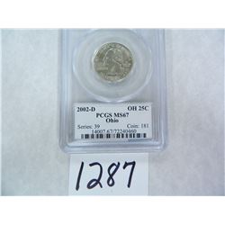 TWO (2) 2002-D Ohio Quarter PCGS Graded MS67
