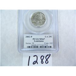 TWO (2) 2002-P Louisiana Quarter PCGS Graded MS67