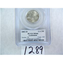 TWO (2) 2002-D Louisiana Quarter PCGS Graded MS66