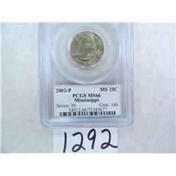 2002-P Mississippi Quarter PCGS Graded MS66