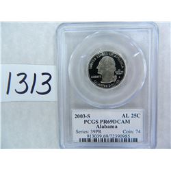 TWO (2) 2003-S Alabama Quarter PCGS Graded PR69 DC