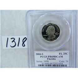 SIX (6)2004-S Florida Quarter PCGS Graded PR69 DC