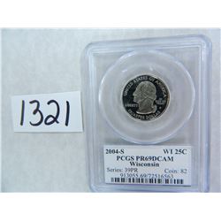 TWO (2) 2004-S Wisconson Quarter PCGS Graded PR69 DC