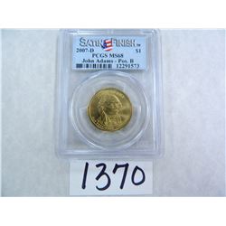 2007-D John Adams Dollar, SATIN FINISH, Position B, PCGS Graded MS68