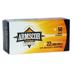 500 Armscor Ammo, .22LR High Velocity, 36 Grain, Lead Hollow Point, 500 (Five Hundred Count Brick)