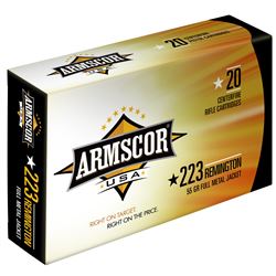 Armscor, 223 Rem, 55 Grain, Full Metal Jacket, 20 Round Box  armfac2231n