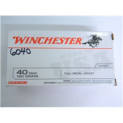 Winchester Ammo USA, .40SW, 180 Grain, Full Metal Jacket, Truncated Cone, Fifty (50) per Pack