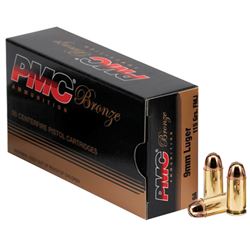 PMC Bronze 9mm Luger, 115 Grain, Full Metal Jacket, Fifty (50) Count Box, NEW, #PM9A