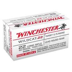 WINCHESTER AMMO WILDCAT .22LR 1255FPS. 40GR. LEAD-Round Nose 50-PACK