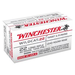 500 ct Brick WINCHESTER AMMO WILDCAT .22LR 1255FPS. 40GR. LEAD-Round Nose, 500 (Five Hundred) Count