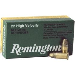 REMINGTON RIMFIRE AMMO .22 SHORT 50-PACK HIGH VELOCITY 29GR. PLATED Lead Round Nose, z, A1022