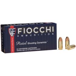 Fiocchi 9mm Luger, 115 Grain, Full Metal Jacket, Fifty (50) Count Box, 1260 FPS, #XN9AP