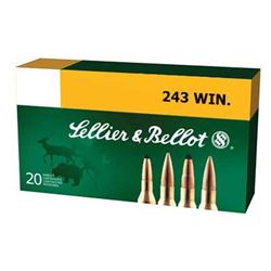 Sellier & Bellot, Rifle, 243WIN, 100 Grain, Soft Point, Twenty (20) Per Box, SB243A, rs