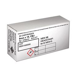 Magtech, MEN, 9MM, 124 Grain, Full Metal Jacket, NATO Spec, 50 Round Box  MTMEN9B