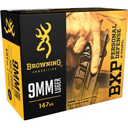 Browning 9mm Luger Ammunition 20 Rounds 147 Grains JHP B191700091 : X-Point Jacketed Hollow Point