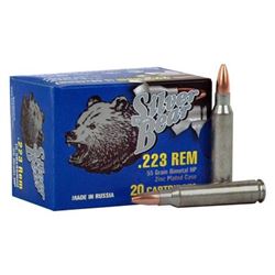 SILVER BEAR .223 REMINGTON 55GR. HP ZINC PLATED 20-PACK, Jacketed Hollow Point, A2235HPN z