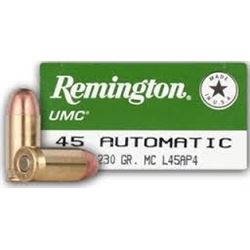 Remington UMC 45 ACP Auto 230 Grain Full Metal Jacket, Fifty (50) per box, L45AP4   ws