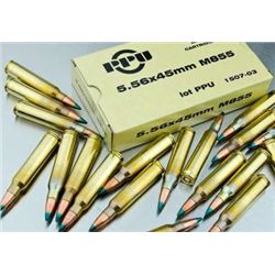 Prvi PPU 5.56x45mm NATO Ammunition PP561 M855 62 Grain Green Tip Steel Core Full Metal Jacket, 20 ct