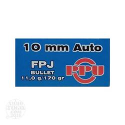 Prvi PPU 10mm Auto Ammunition PPR102 170 Grain Flat Point Jacketed 50 rounds, Brass, wss PPR102