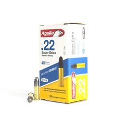 Aguila 22LR 40 gr Lead Super Extra Standard Velocity 50/Box, AG1B222332, w, Fifty Count Box