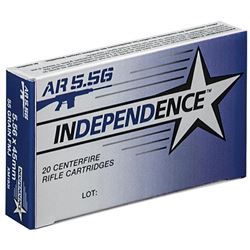 Federal Independence AR Ammo, 5.56x45mm 55 Grain, 20 per box, twenty per box, FMJ, XM193I