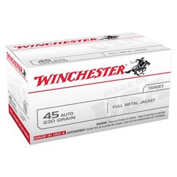 WINCHESTER AMMO USA .45ACP 230GR. FMJ-RN 100-VALUE PACK, ws USA45AVP  100 Cartrdiges