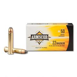 Hollow point: Armscor USA .22 WMR Ammunition 50 Rounds 40 Grain JHP 1838fps